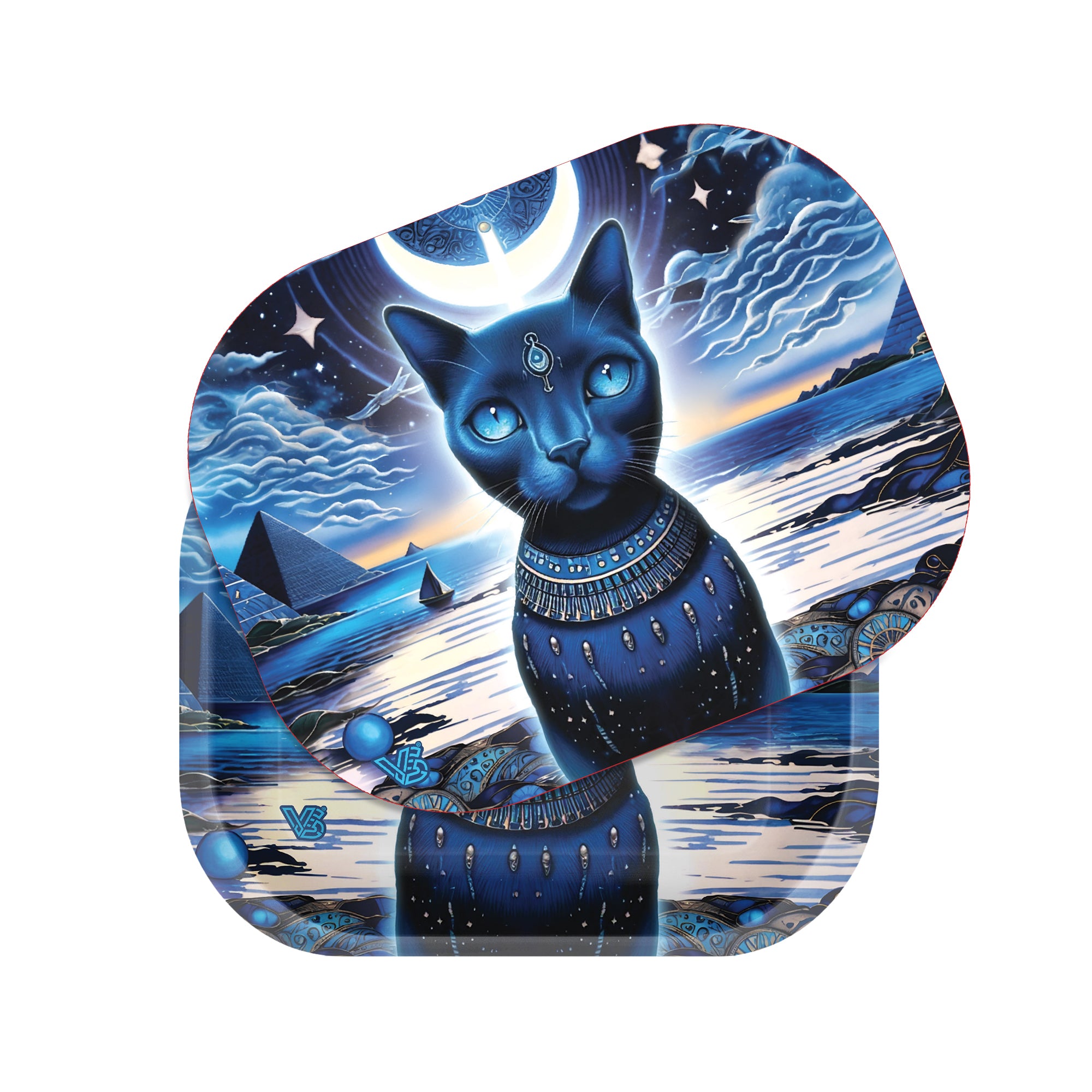 3D Small 7" x 5.5" Metal Rolling Tray w/ Cover - 40/Mc