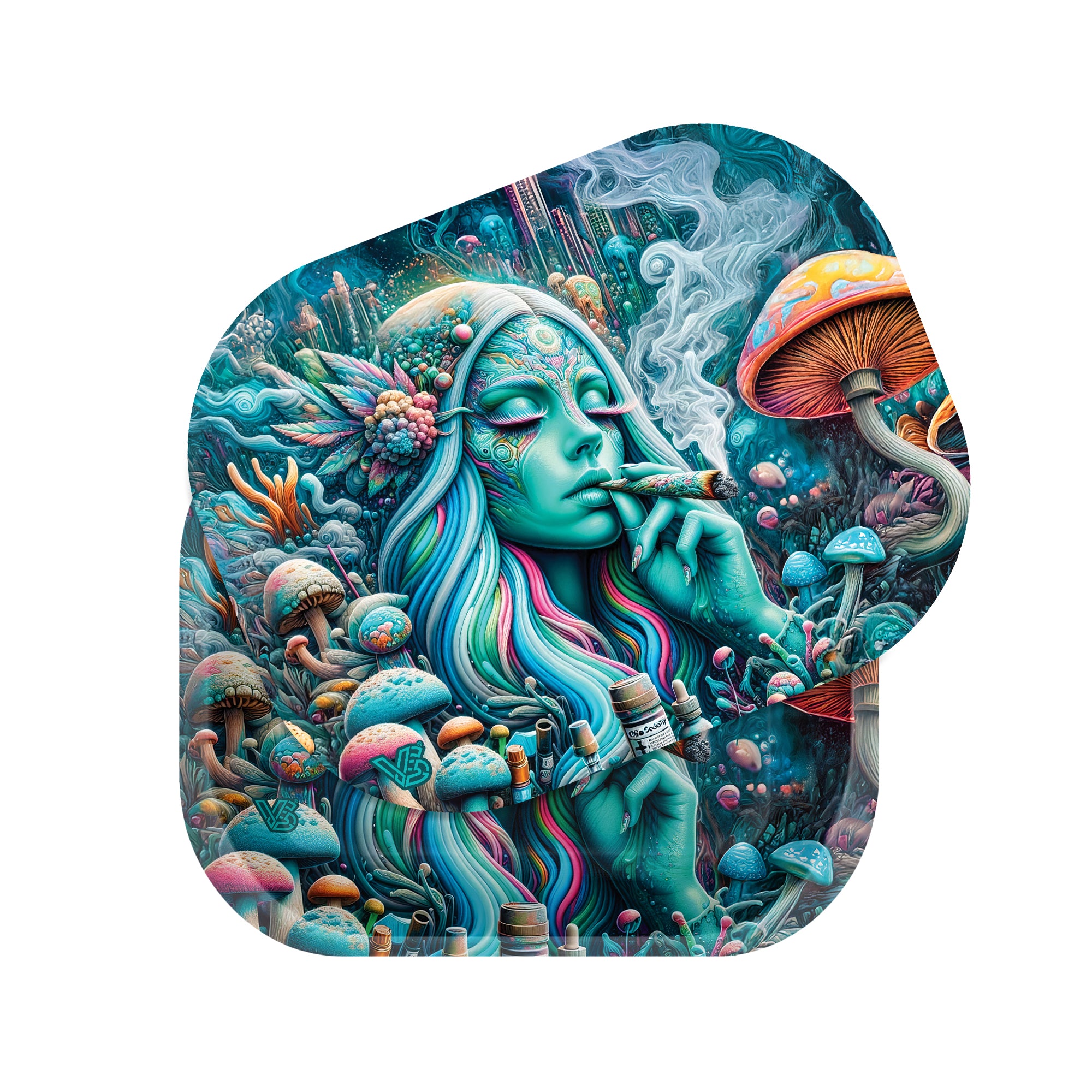 3D Small 7" x 5.5" Metal Rolling Tray w/ Cover - 40/Mc