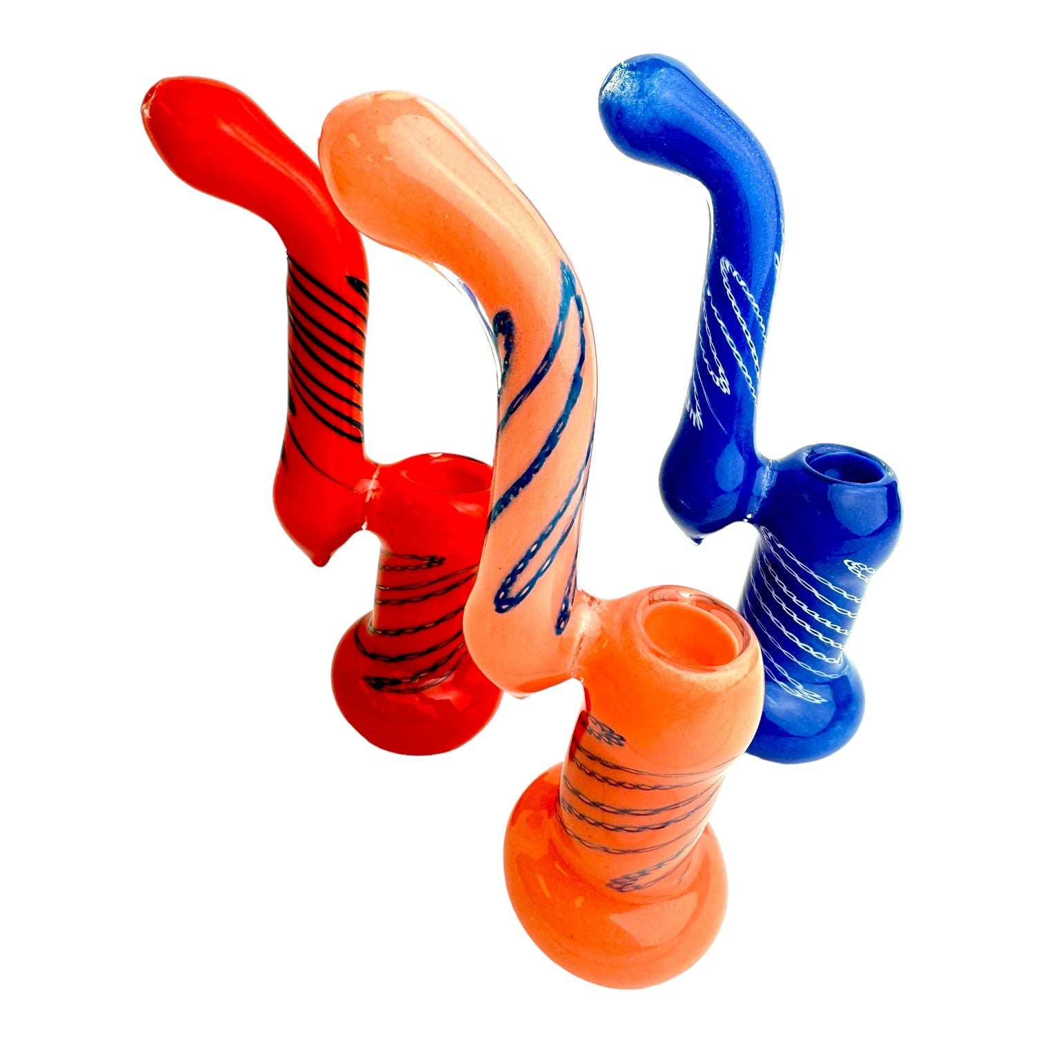 8.5" Colored Wigwag Glass Bubbler (Assorted Colors)