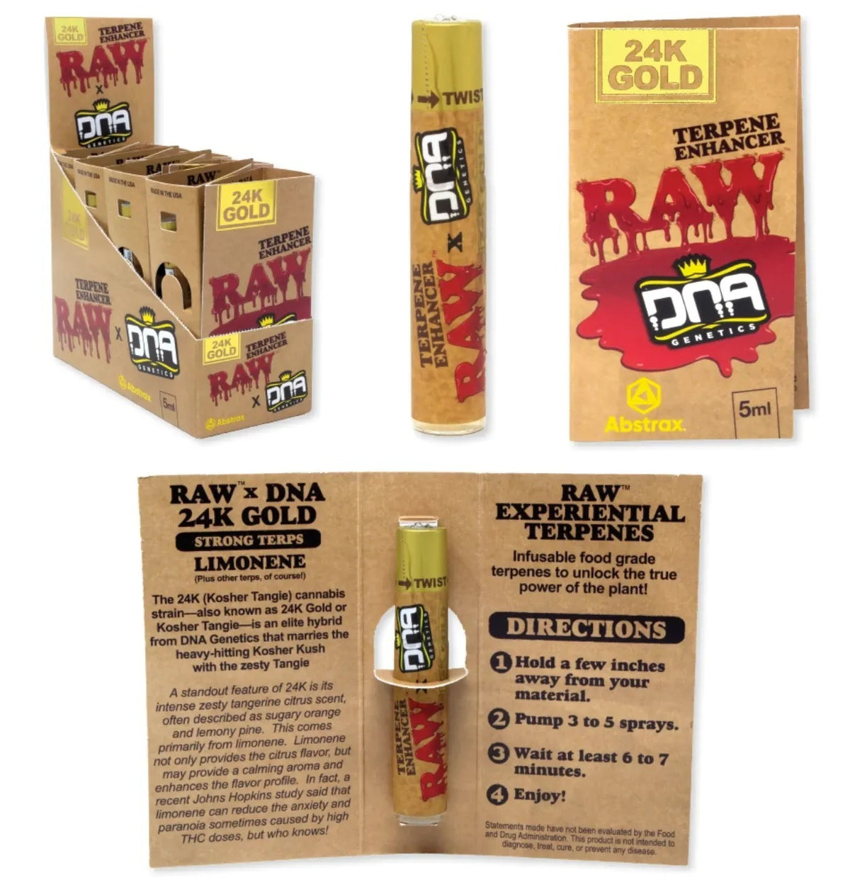 Raw Terpene Spray DNA 24K 8ct I Limonene I 24Display