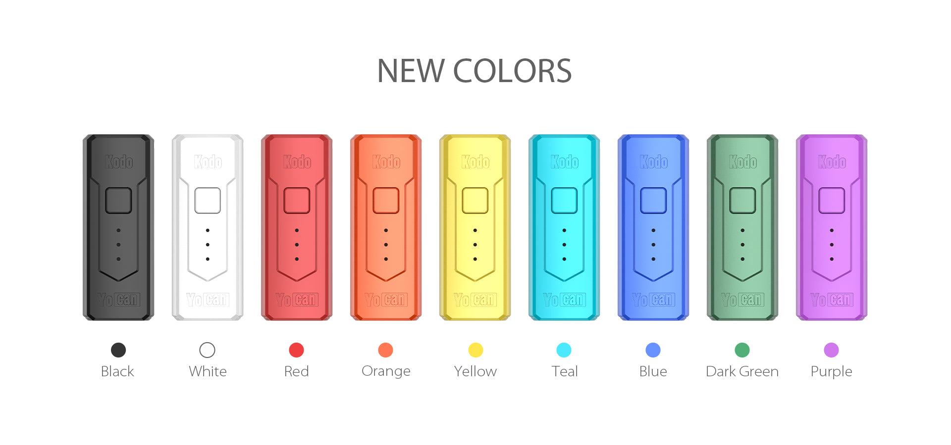 Yocan Kodo New Colors 510 Box Mod Portable Battery 400mAh - 20pc Display