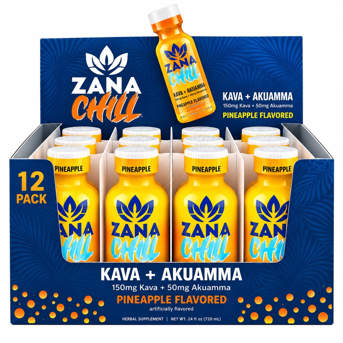 ZANA CHILL Pineapple Kava + Akuamma Shot 2oz – 12ct