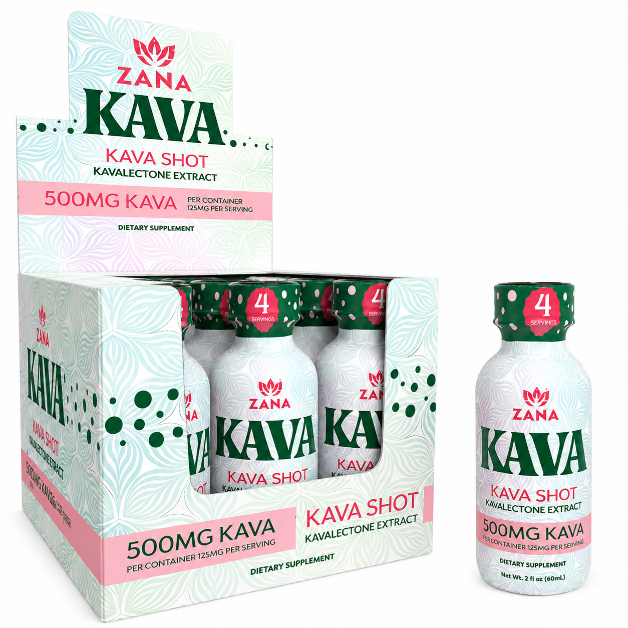 Zana 500mg Kava Liquid Shots 2.0floz 12pcs/Display