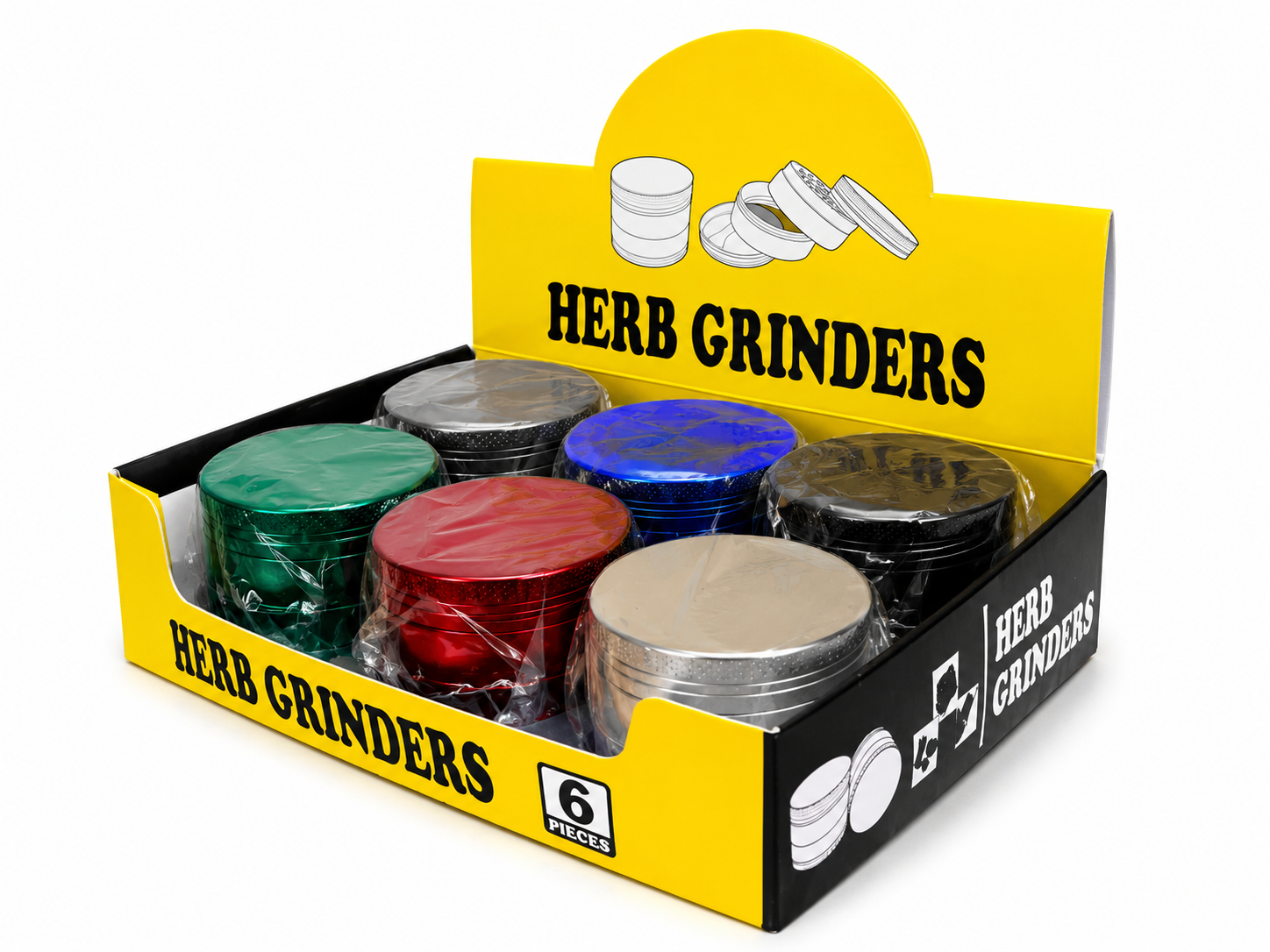 Zinc 4pc Color Grinder Display I Assorted Colors