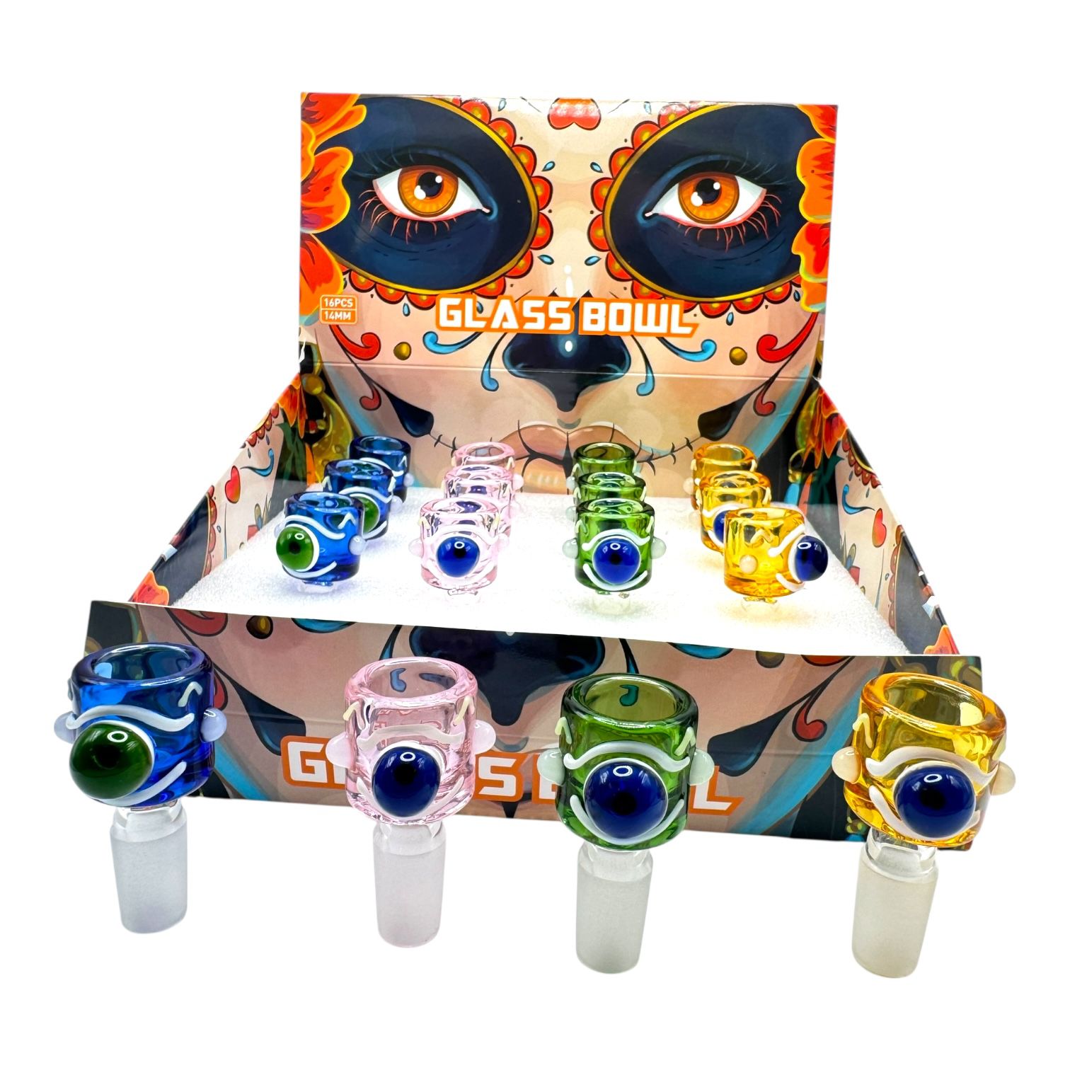 14mm Glass Bowl 16pc Display