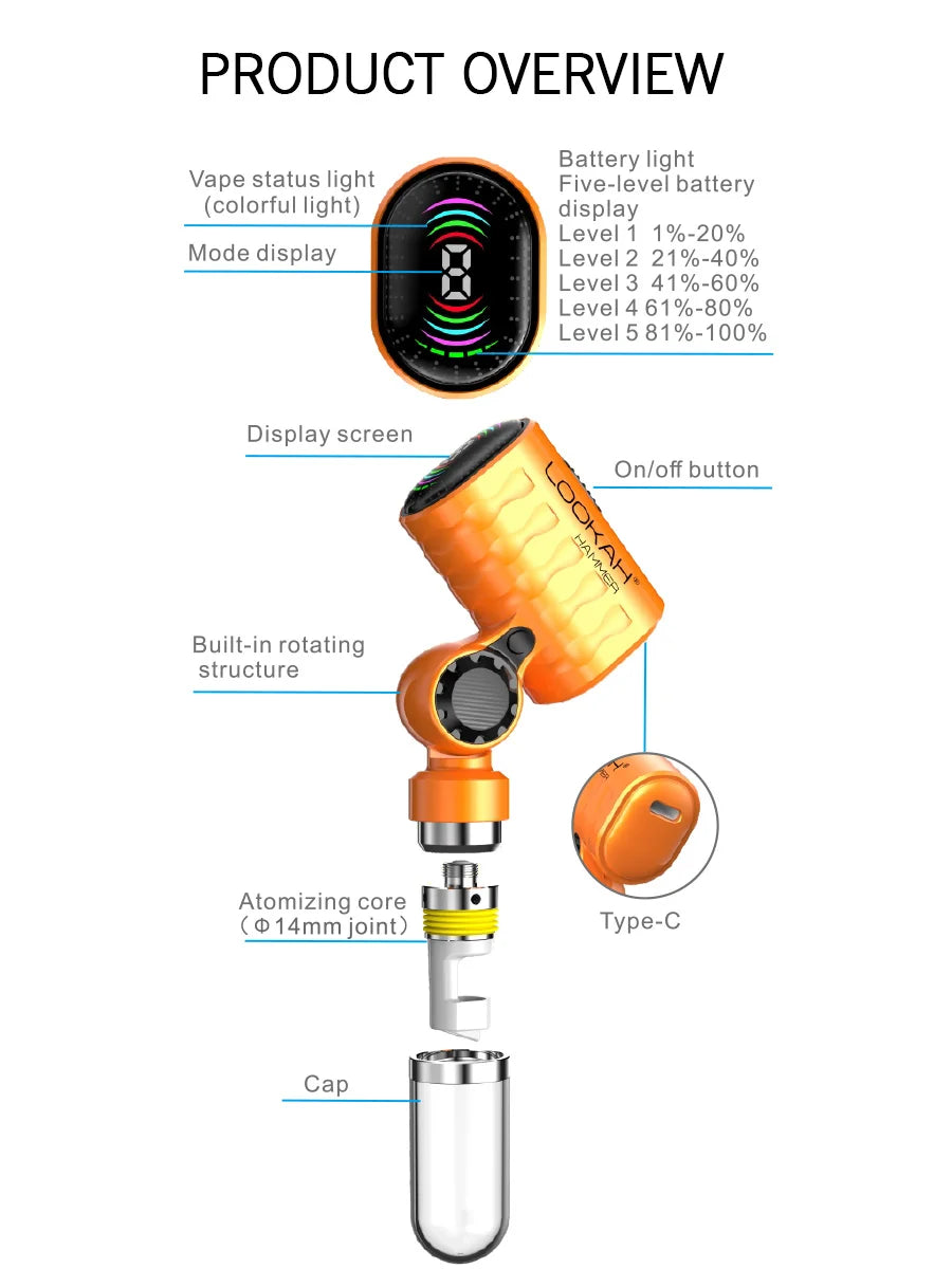 Lookah Hammer 14mm Portable Enail Banger for Dab Rig
