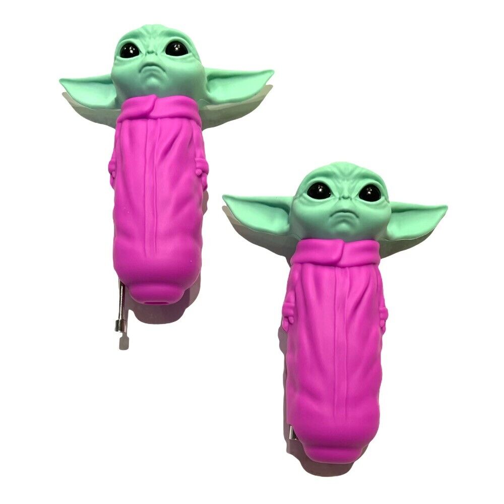 4" Baby Yoda Silicone Hand Pipe With Glass Bowl (TX652) - Assorted Colors