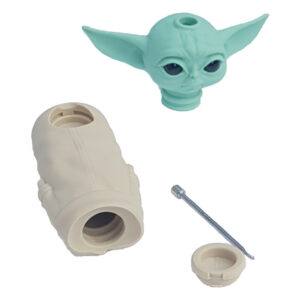 4" Baby Yoda Silicone Hand Pipe With Glass Bowl (TX652) - Assorted Colors