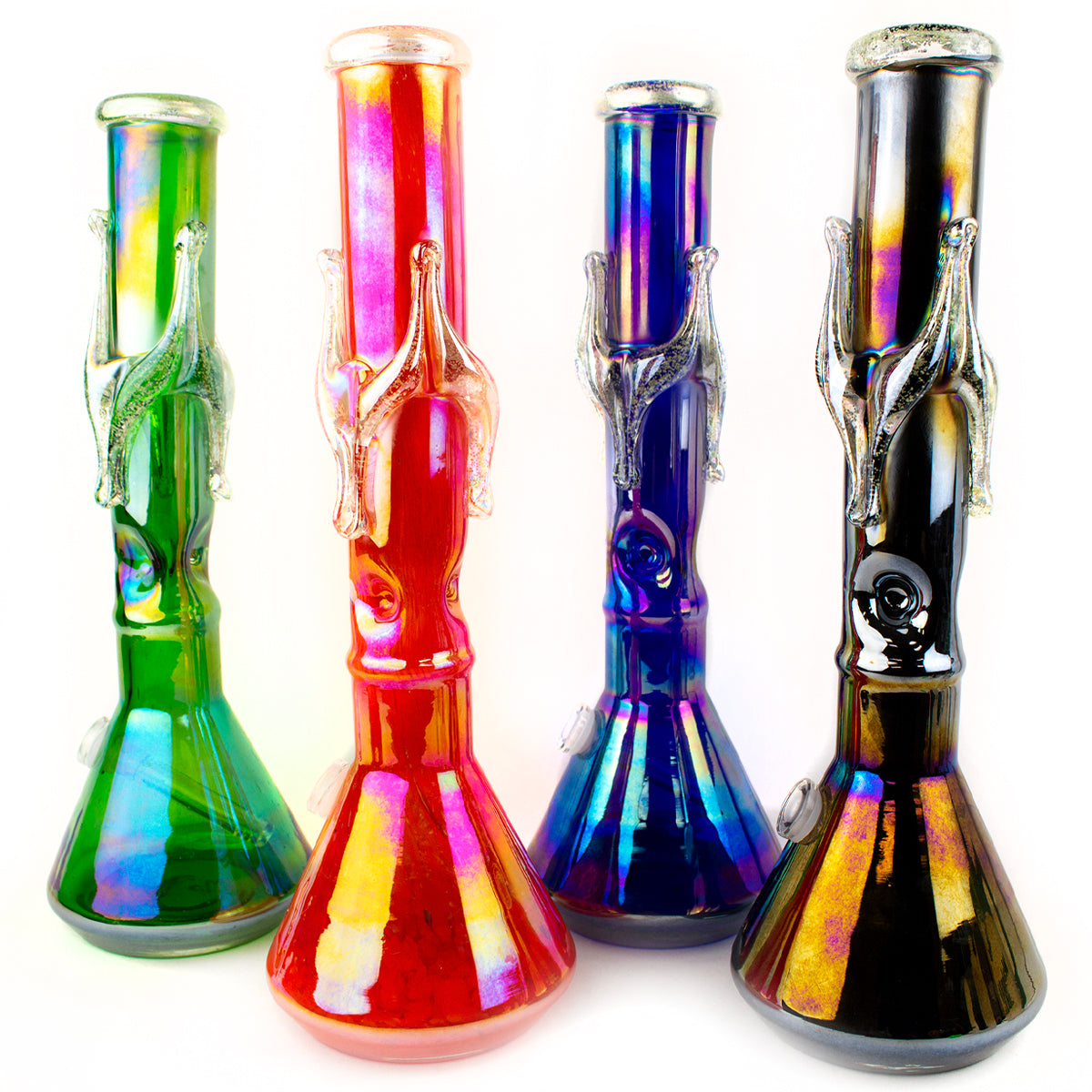 16" Chrome Twist Glow in the Dark Soft Glass Water Pipe