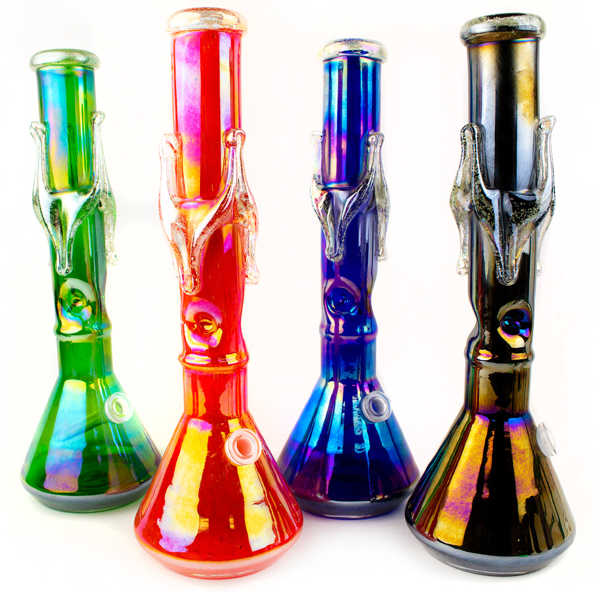 16" Chrome Twist Glow in the Dark Soft Glass Water Pipe