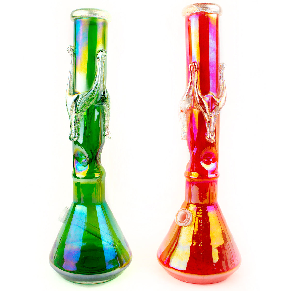 16" Chrome Twist Glow in the Dark Soft Glass Water Pipe