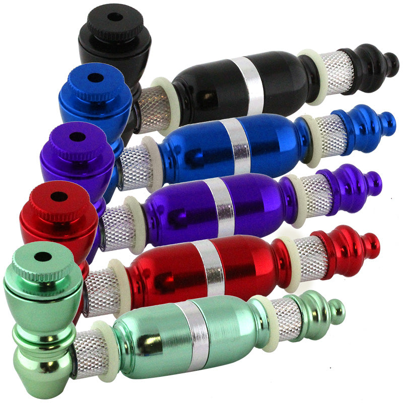4" Color & Silver Metal Hand Pipe - Smoketokes