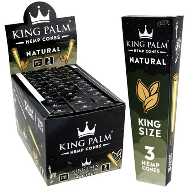 King Palm Hemp Cones King Size (3 cones per pack/30 per Display) - Natural