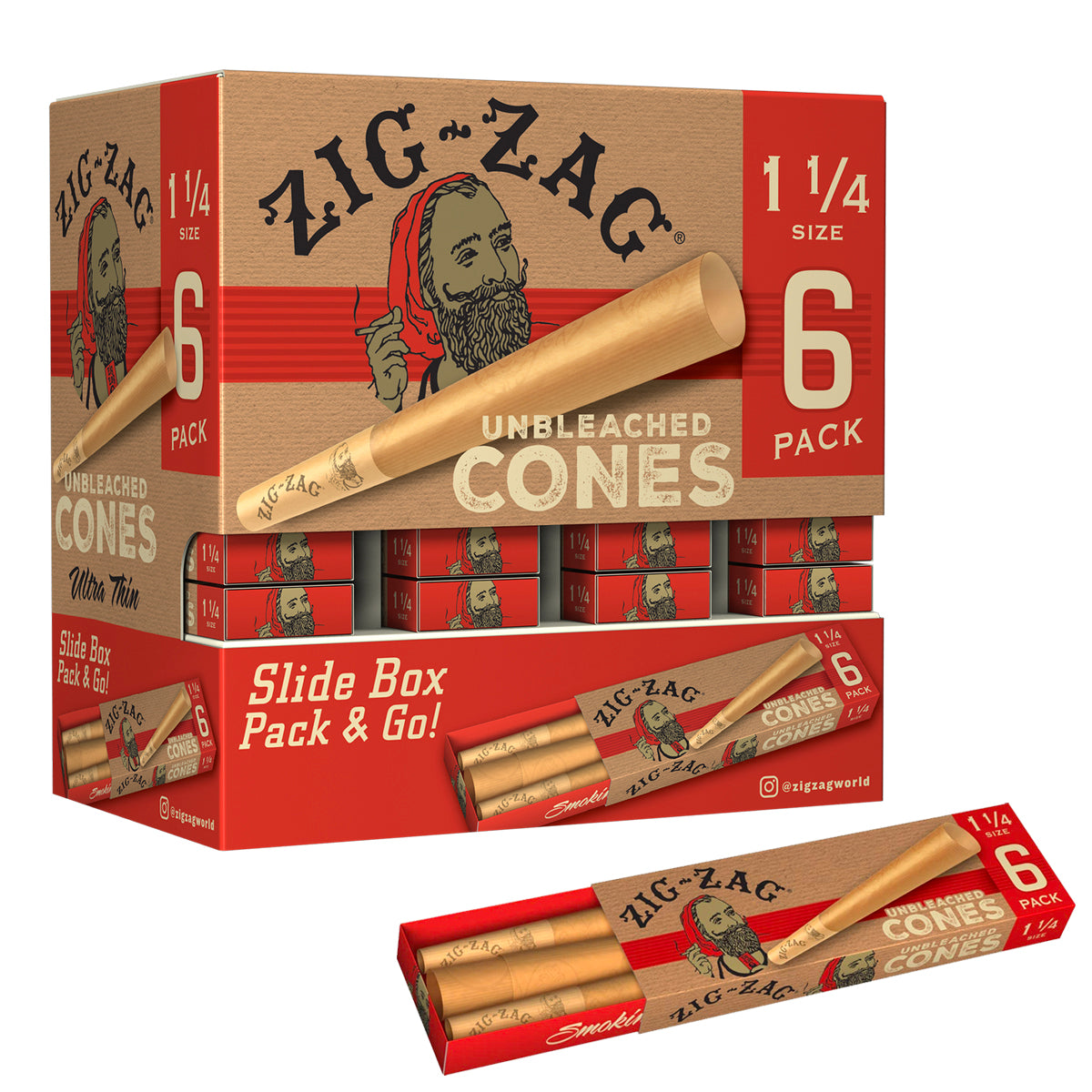 Buy ZIG-ZAG Natural Unbleached Pre Rolled Cones, 1 1/4 Size