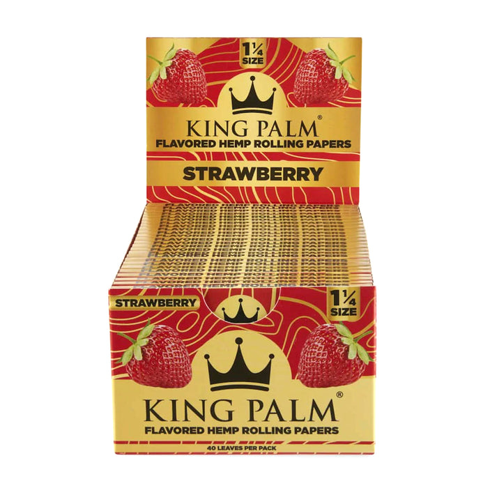 King Palm Strawberry 1 1/4" Size Hemp Rolling Paper  (50 Packs/Display)