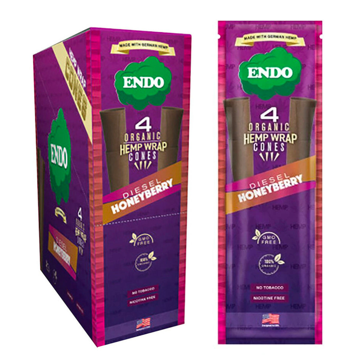 Endo 4 Pre-Rolled Hemp Wrap Cones - Diesel Honey Berry