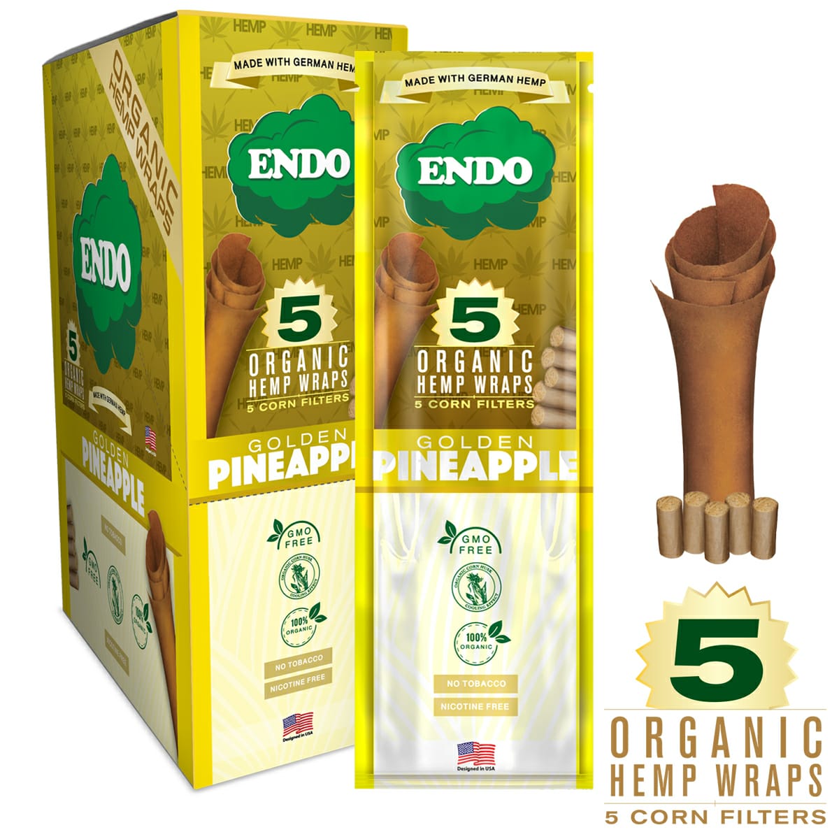 Endo Golden Pineapple Flavor Organic Hemp Wraps