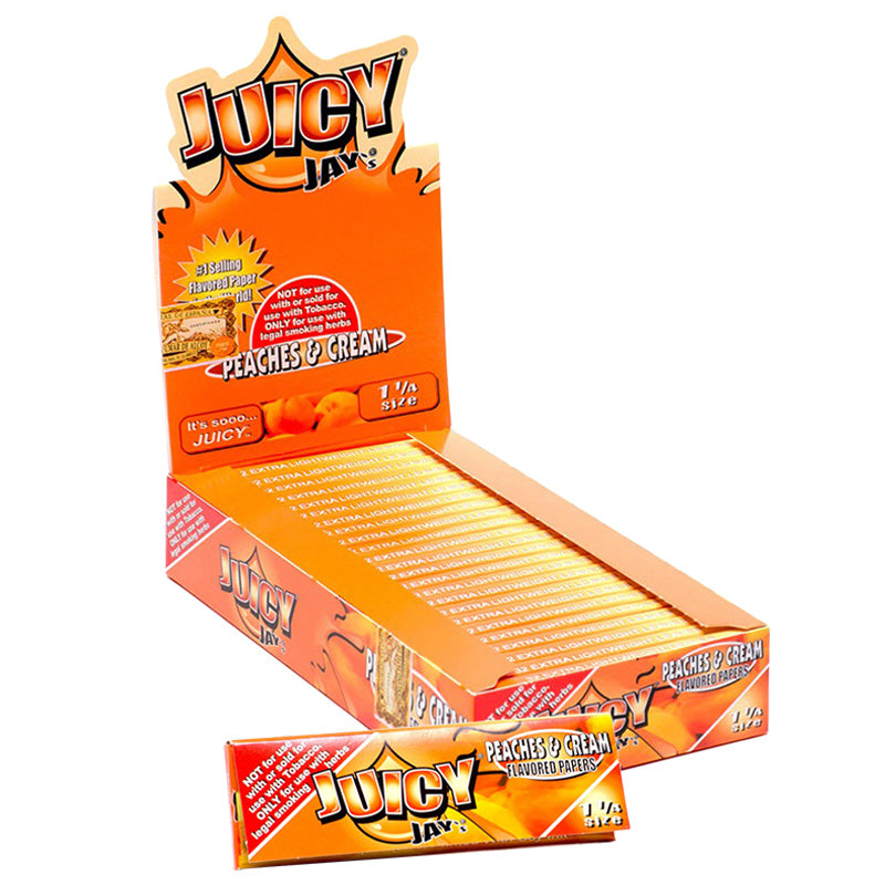 Juicy Jay's 1 1/4 inch Peaches & Cream flavored rolling paper wholesale