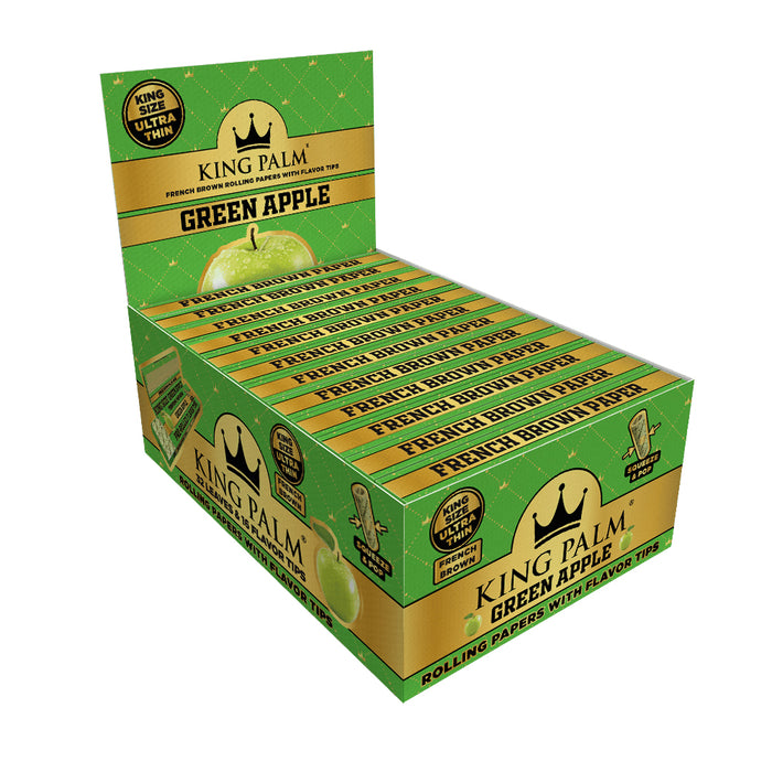 King Palm Hemp Paper King Size Pre-rolled Tips (32 Leaves & 16 flavor tips) - Green Apple