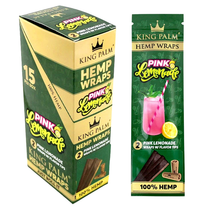 King Palm Hemp Wraps w/ Paper Tips - Pink Lemonade (15pk Display)