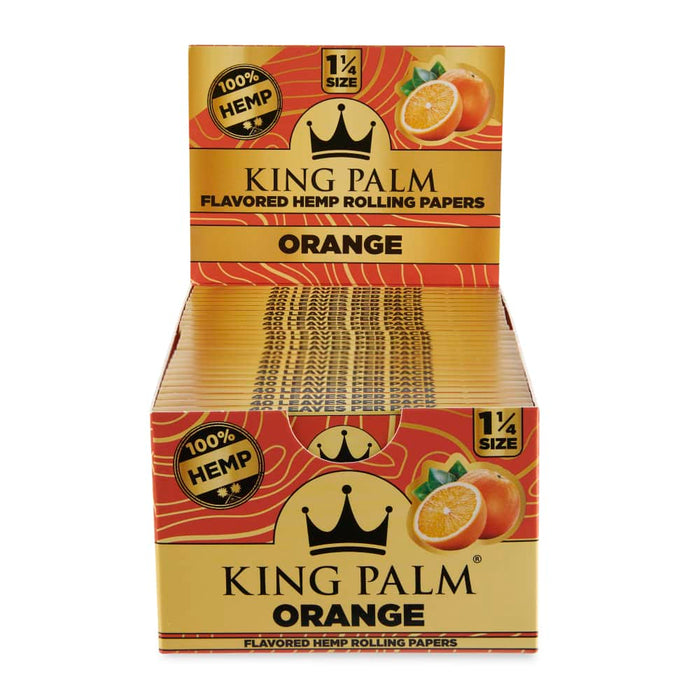 King Palm Orange 1 1/4" Size Hemp Rolling Paper  (50 Packs/Display)