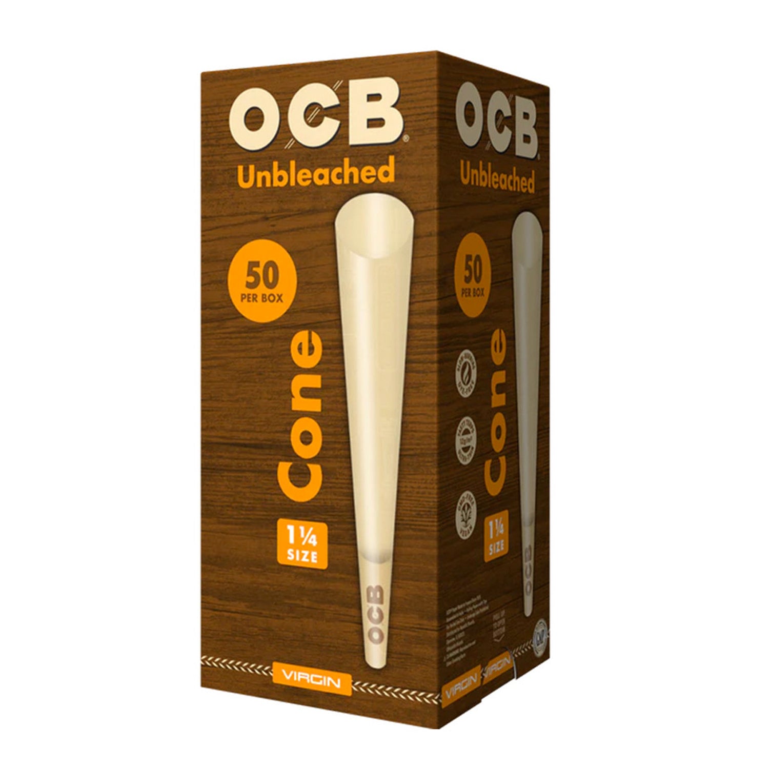 OCB Virgin Unbleached Rolling Paper Cones 1 1/4 Size