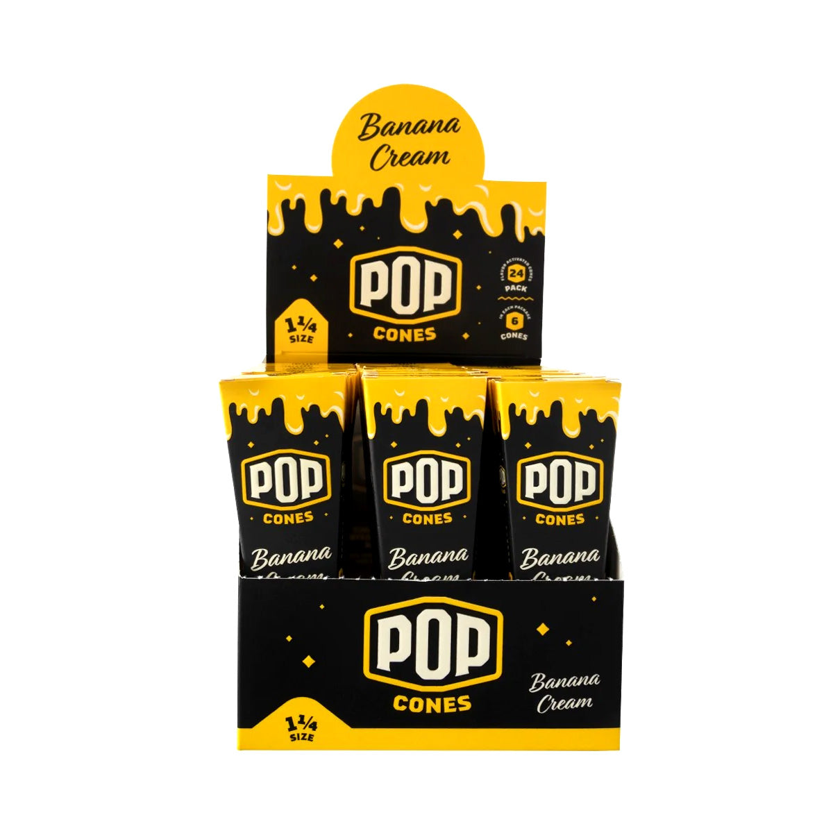 Pop Cones 1 1/4" Size Pre-Rolled Cones with Flavor Activated (6 per pack/24 Pack)