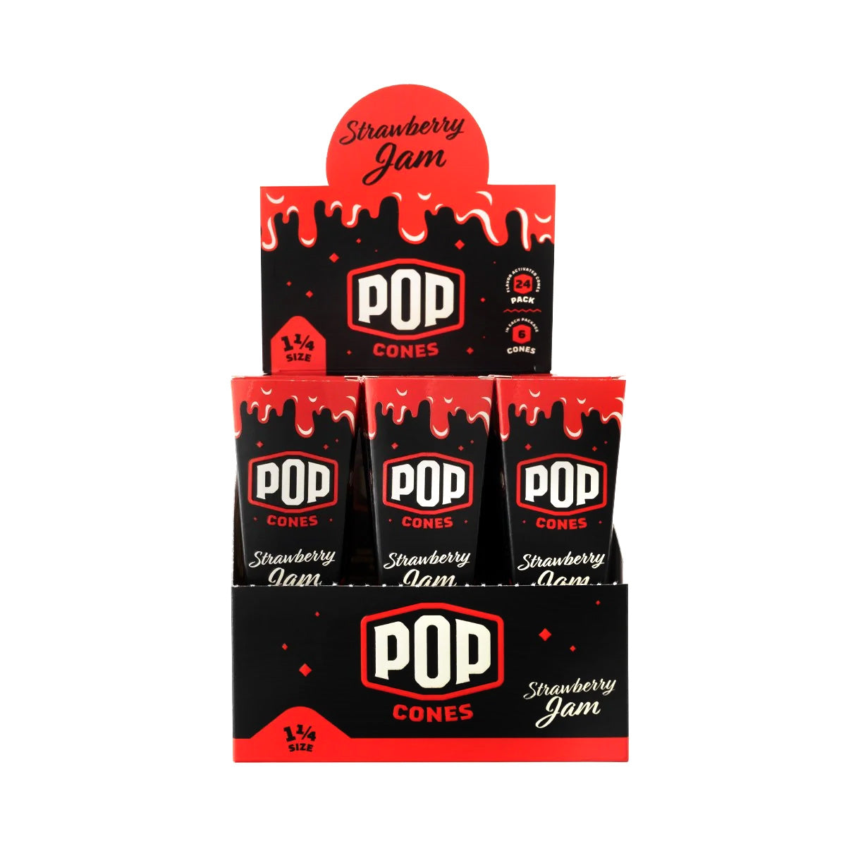 Pop Cones 1 1/4" Size Pre-Rolled Cones with Flavor Activated (6 per pack/24 Pack)