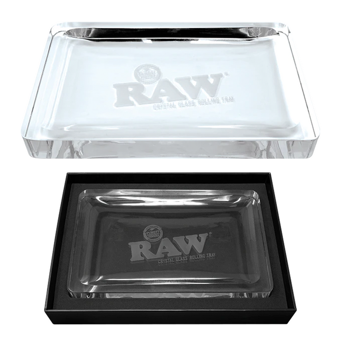 10.75" RAW Crystal Glass Rolling Tray (6 lb.)