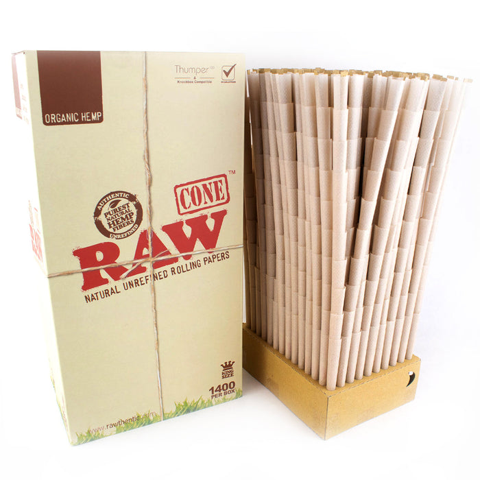 Raw Organic Hemp King Size Pre-Rolled Cone - 1400ct./Display