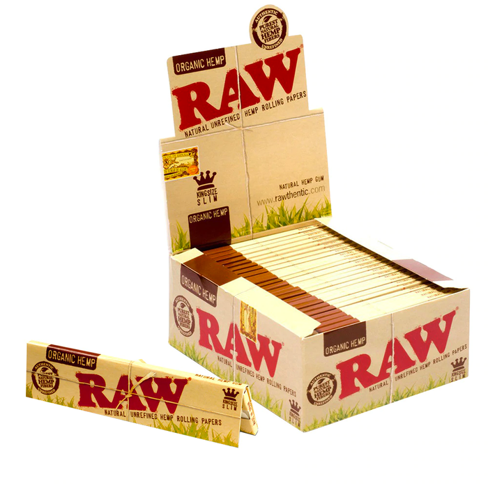 Raw Organic Hemp King Size Slim Rolling Paper (32 Sheets per Pack/ 50 Pack Display)