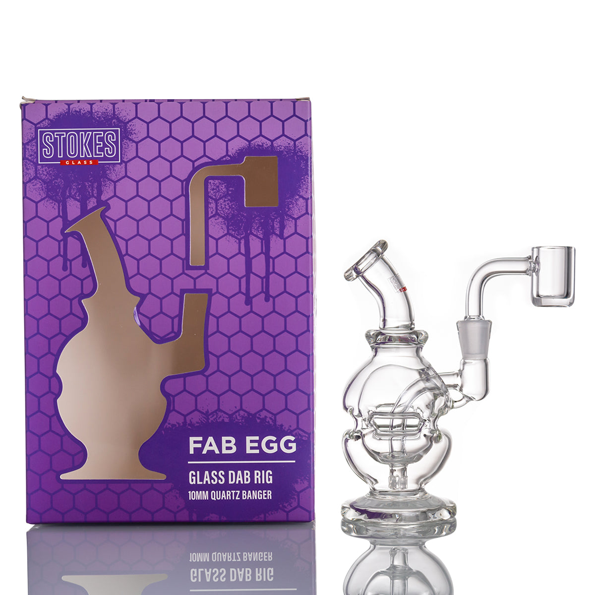 Stokes - 5.1" Fab Egg - 10mm banger - Glass Dab Rig