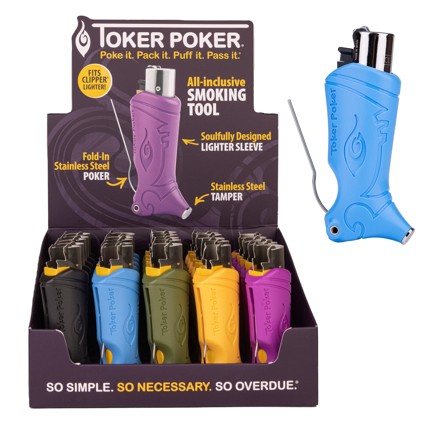 Toker Poker Clipper Lighter Sleeve - Mixed Colors (Display of 25)