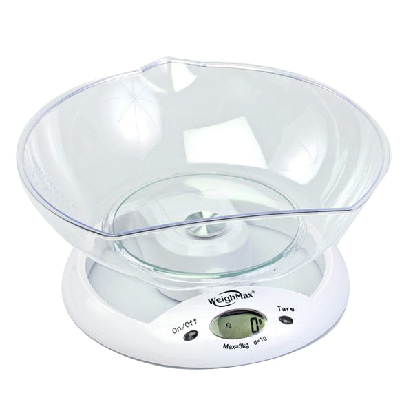Weighmax W-5800 Scale - Glass Top Kitchen Scale w/ Large Bowl