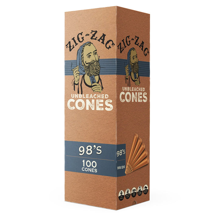 Zig Zag Unbleached Cones 98's Size 100 Cones