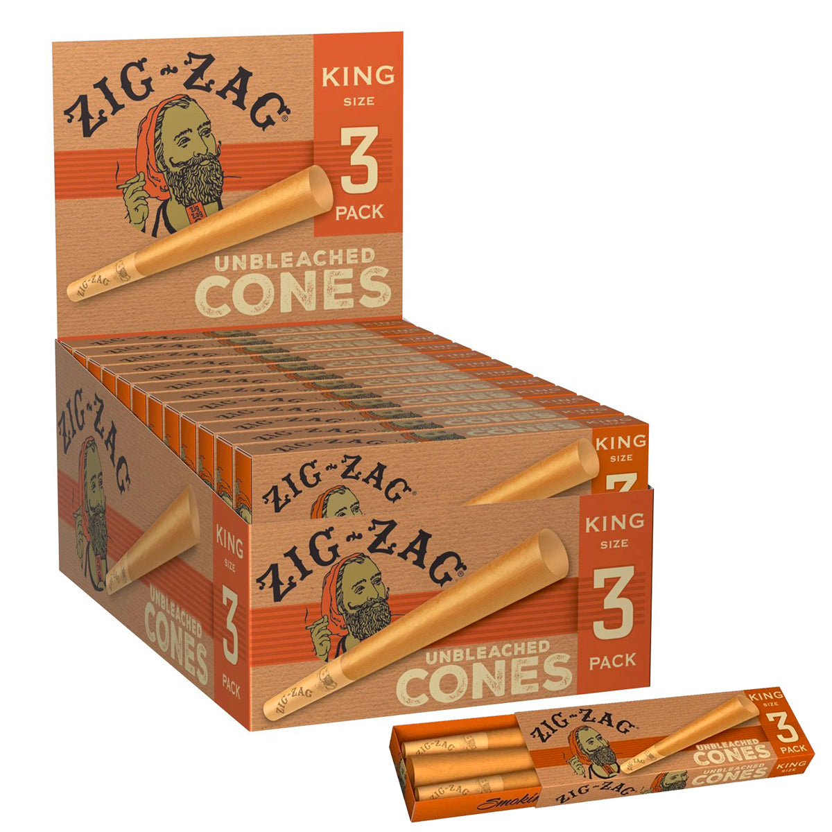 Zig Zag King Size Unbleached Cones