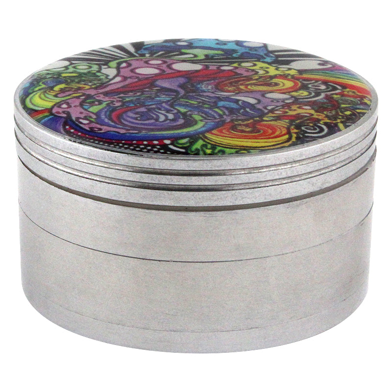 Aluminum 4 Part Assorted Sticker 80mm Grinder - Smoketokes