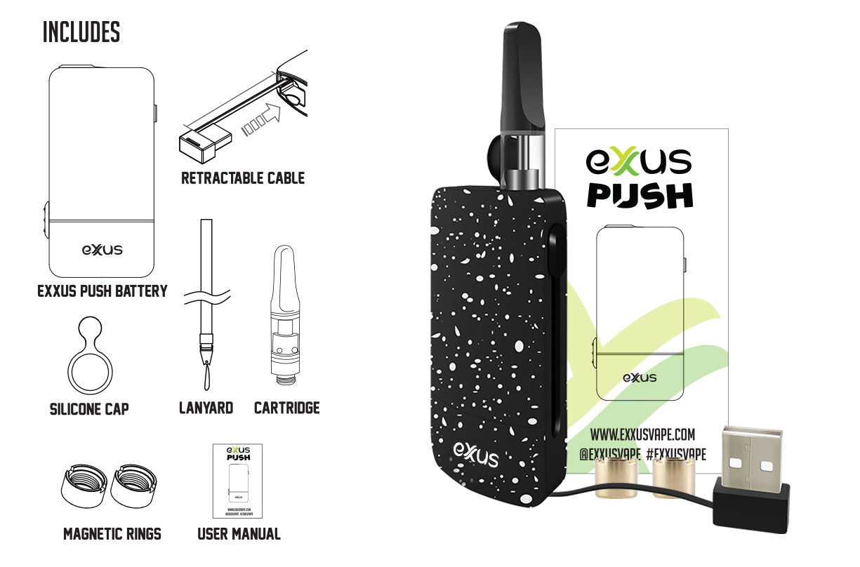 Exxus Push Cartridge Vaporizer Battery