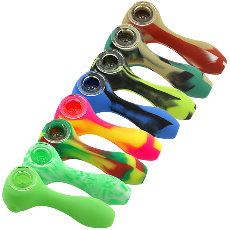 4.5" Silicone Hand Pipe with Glass Bowl - Smoketokes