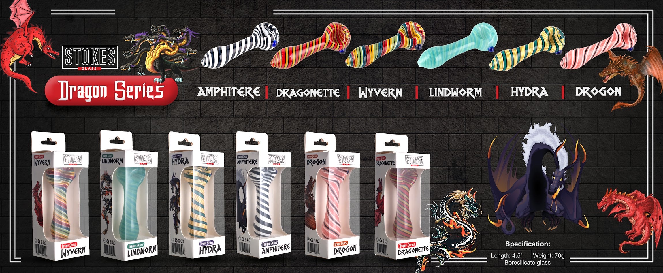 Stokes Glass Hand Pipes