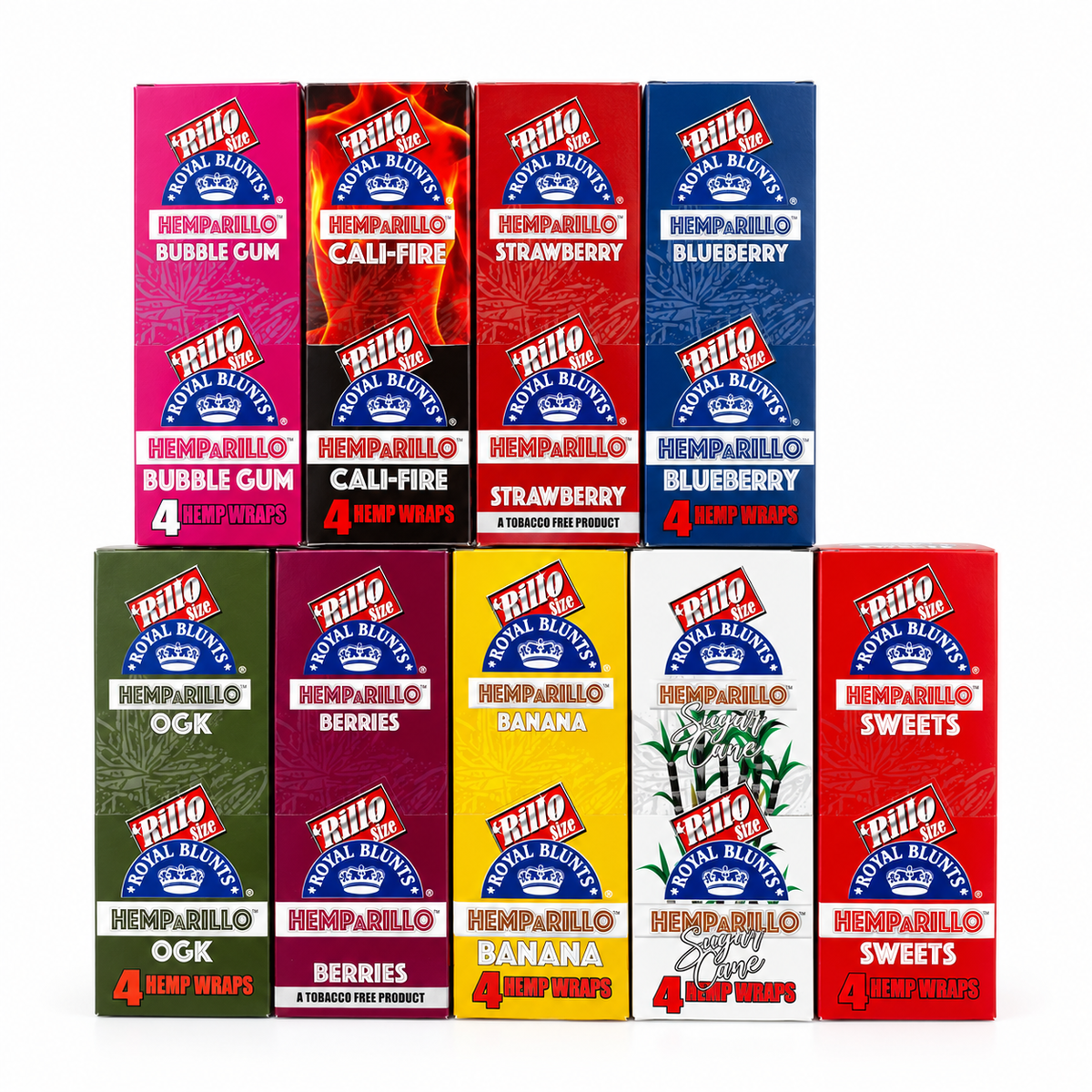 Royal Blunts HEMPARILLO Rillo Size 4 Wraps/Pouch | 15 Pouchs/Box | 30 Display/Case