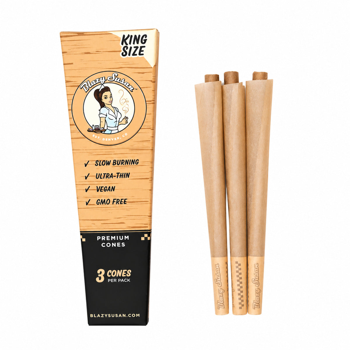 Blazy Susan - Premium Pre Rolled Cones King Size | 21 Pack of 3 Cones(63 Cones)