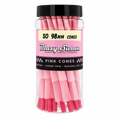 Blazy Susan Pink 98mm Cones 50ct Jar