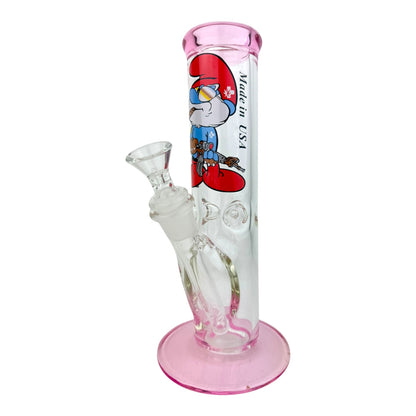 10" Clear Straight Tube Ice Catcher Glass Water Pipe - Assorted Sticker Decal