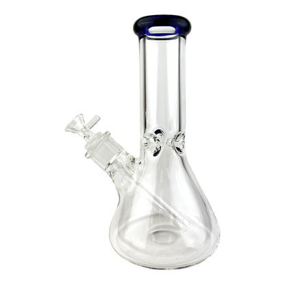 10" 9mm Clear Thick Beaker Colored Top G/G Glass Water Pipe "WP-89-10"