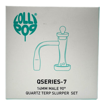Lollipop QSeries-7 | 14mm Male 90° | Fully Welded Quartz Terp Slurper Banger Set - QZ 107