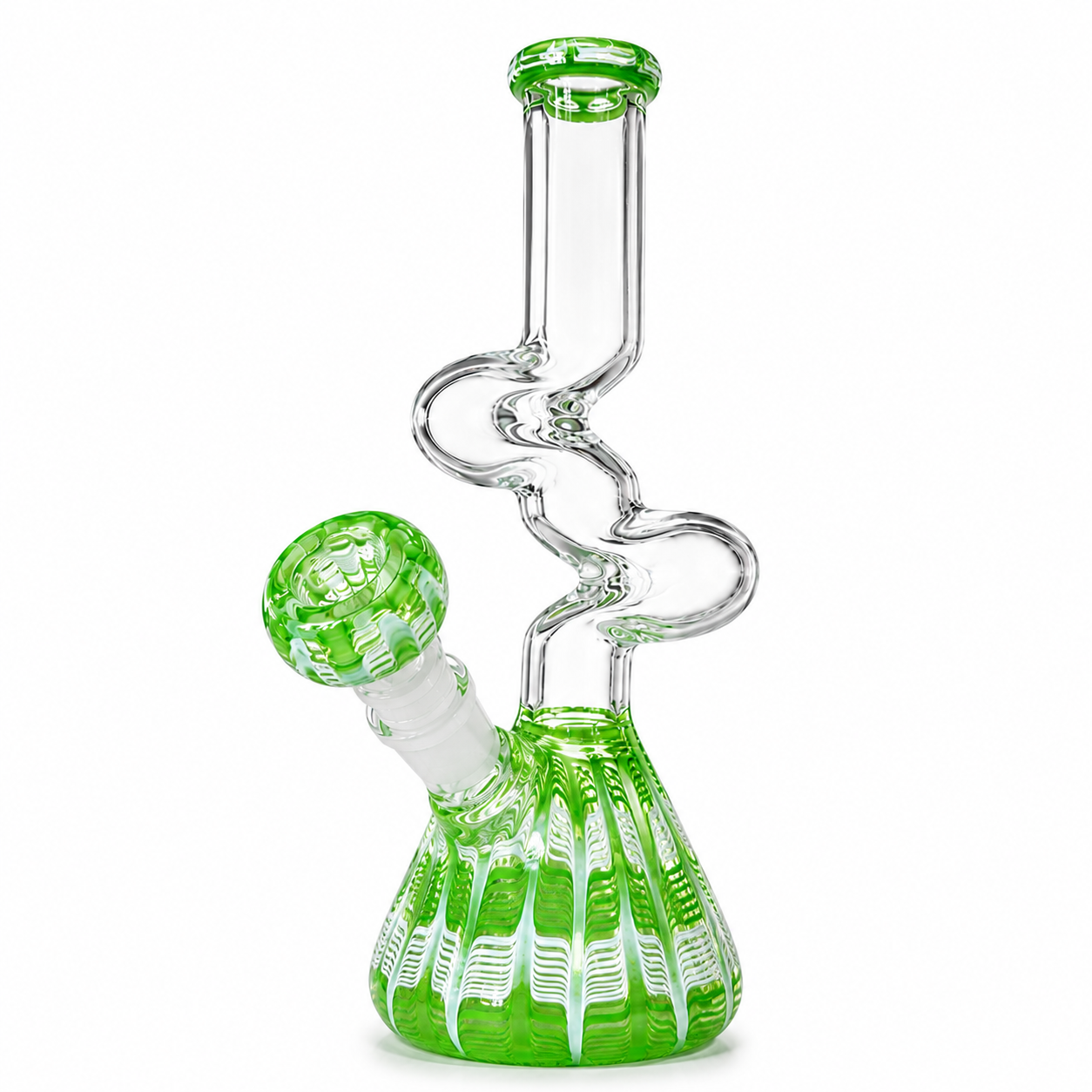 10" Glass on Glass Zig Zag Color Base Water Pipe