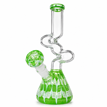 10" Glass on Glass Zig Zag Color Base Water Pipe