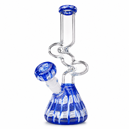 10" Glass on Glass Zig Zag Color Base Water Pipe
