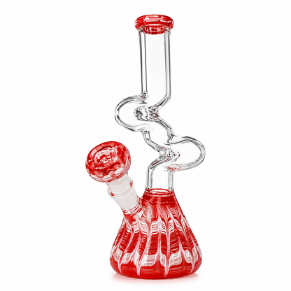 10" Glass on Glass Zig Zag Color Base Water Pipe